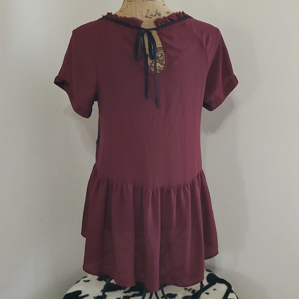 REWIND• Burgundy•black lace detail•Medium - Picture 2 of 6